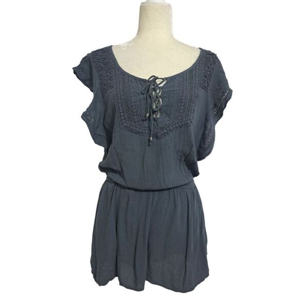 American Eagle Outfitters Women's Rusty Teal Boho Romper Pockets Size Medium - Picture 5 of 8